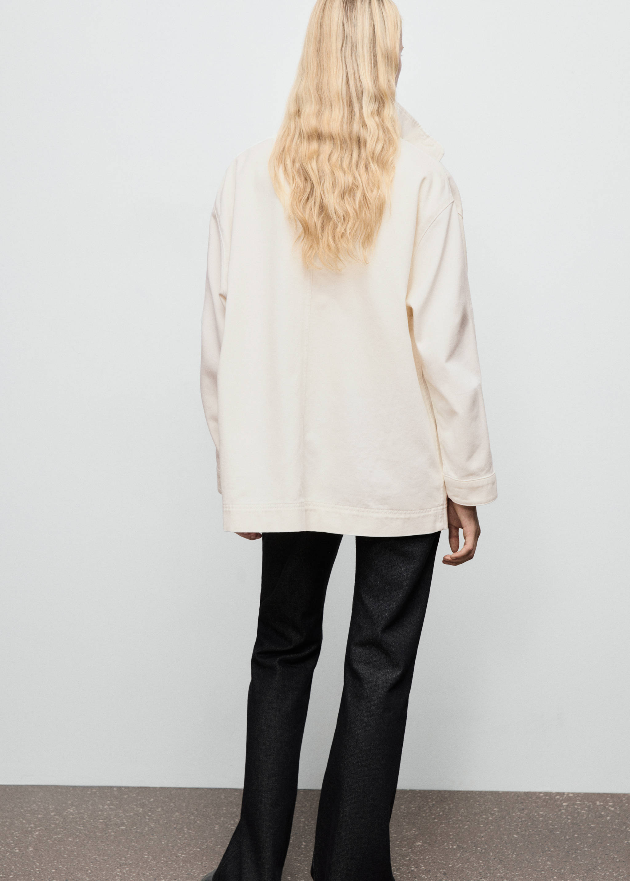 超大版型带口袋牛仔派克外套 - null