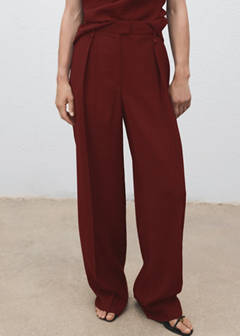 Straight-fit pleated trousers — Medium Red 1