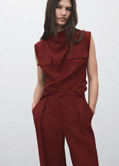 Straight-fit pleated trousers — Medium Red 4