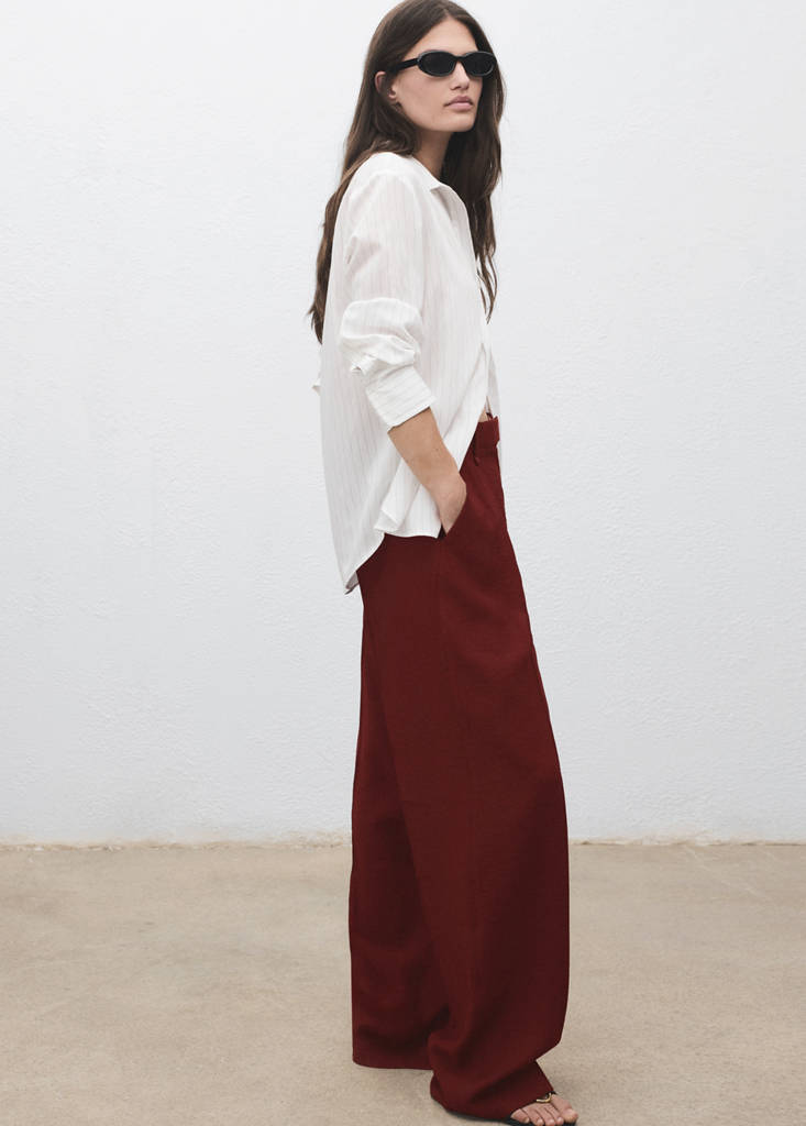 Straight-fit pleated trousers — Medium Red