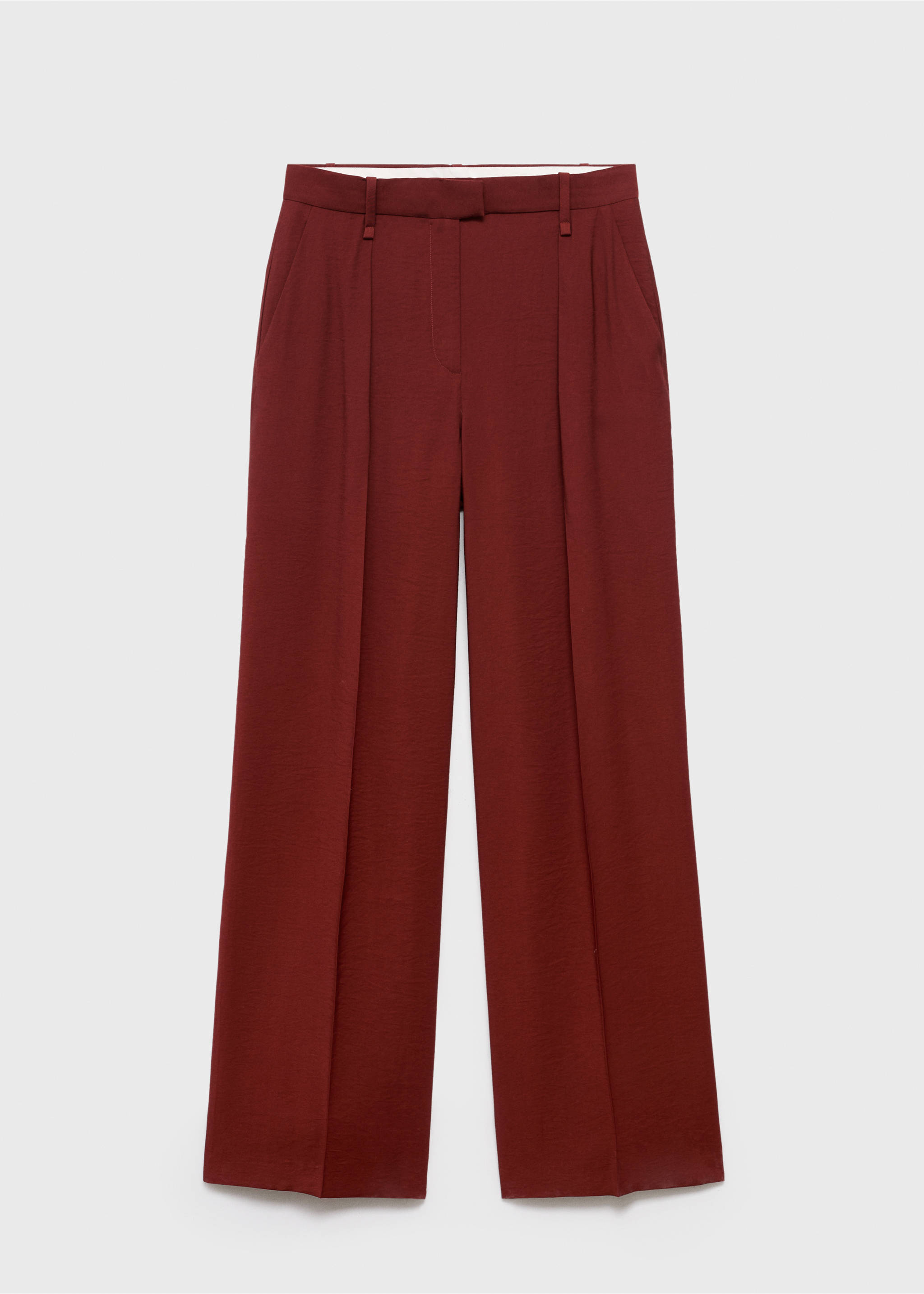 Straight-fit pleated trousers - Article without model, Medium Red. Ref: 17054143-00.