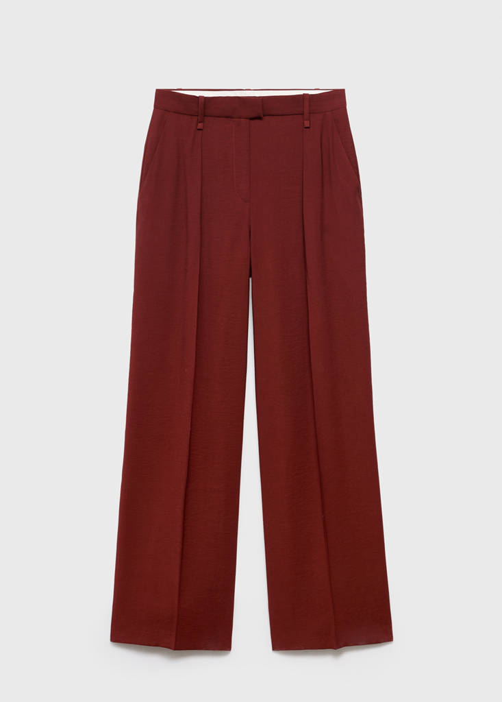Straight-fit pleated trousers — Medium Red
