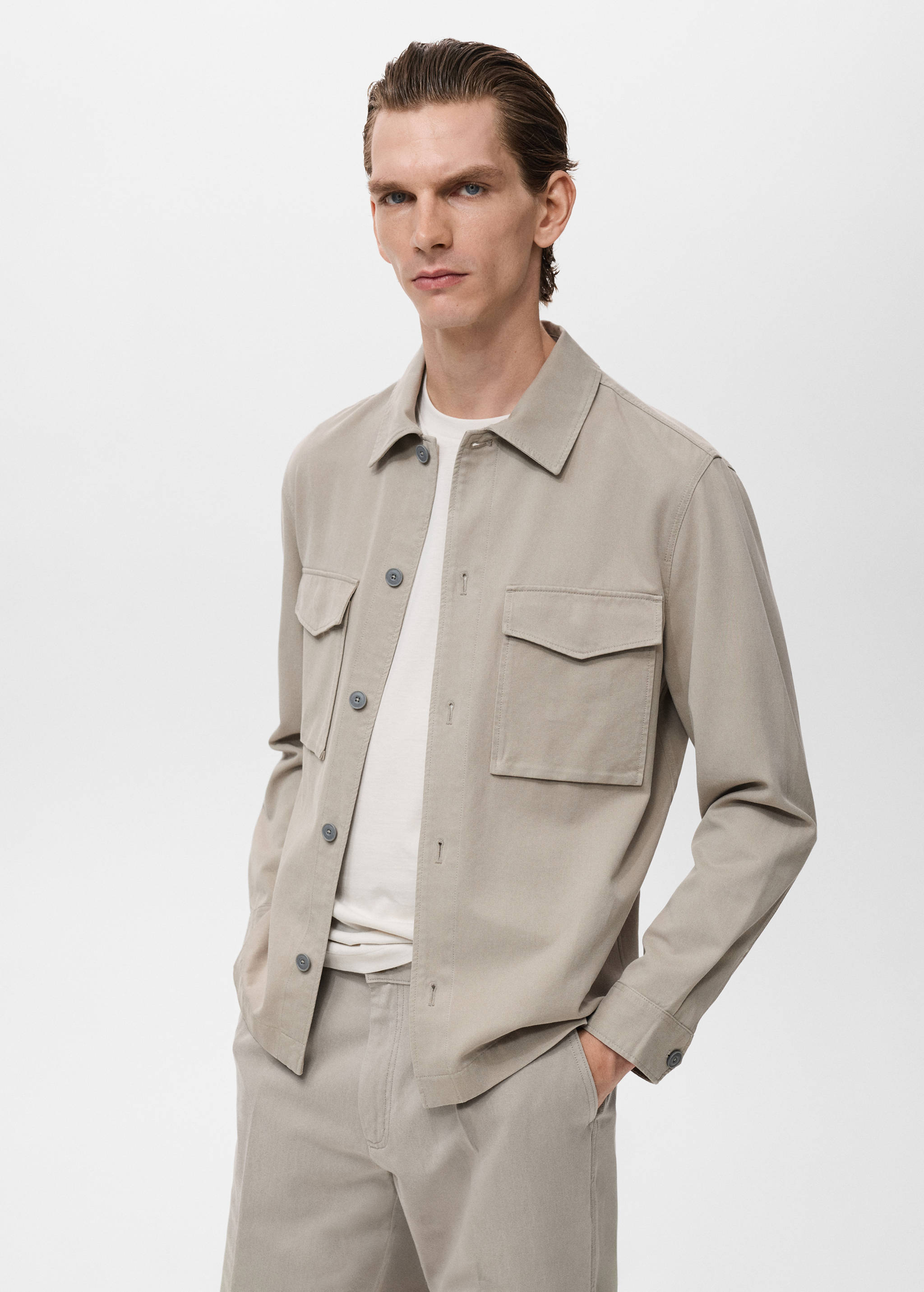 Lyocell cotton jacket with pockets - Medium plane
