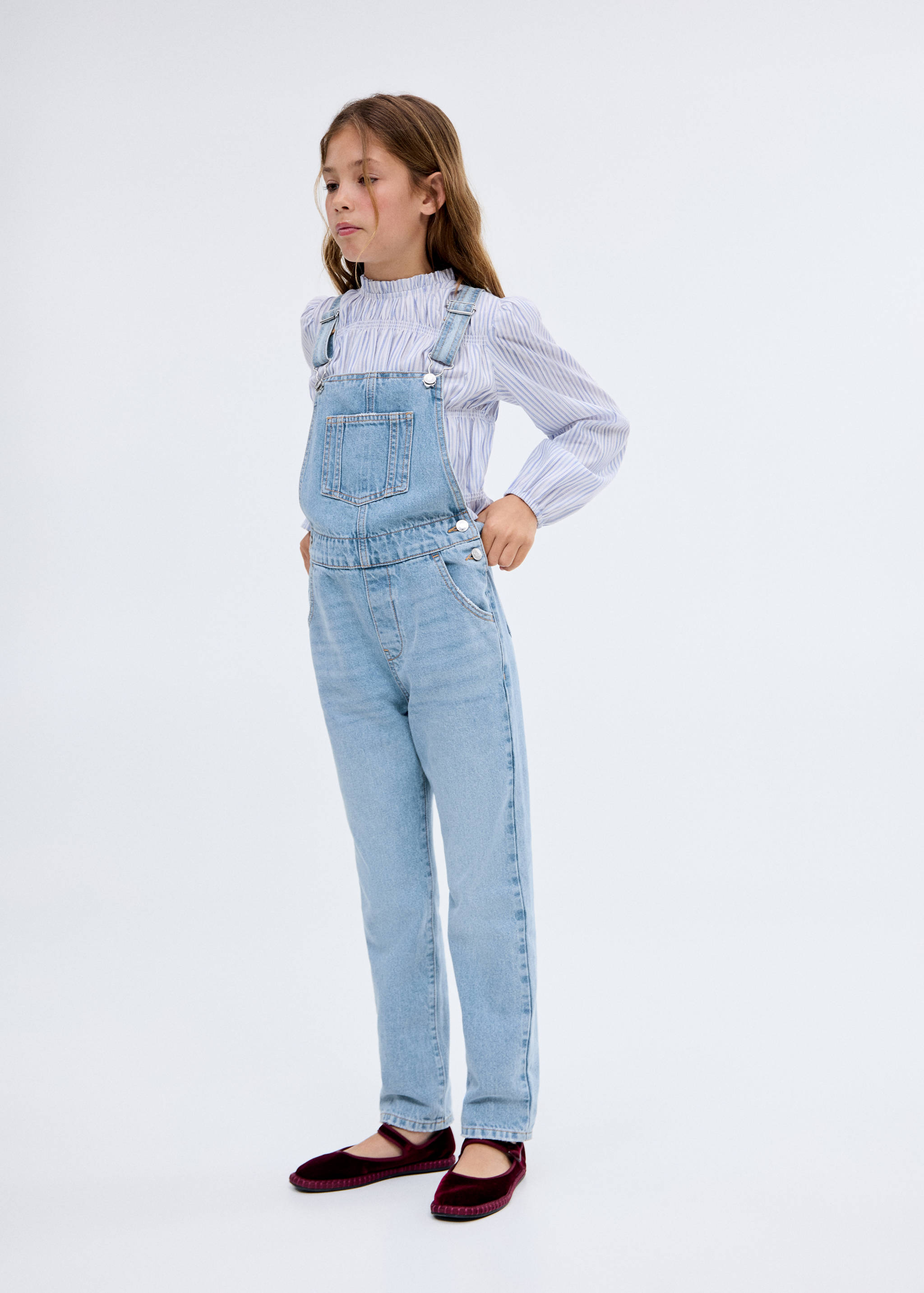 Long denim dungarees - General plane