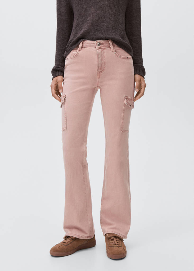 Studded skinny cargo jeans — Pastel Pink