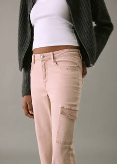 Studded skinny cargo jeans — Pastel Pink 4