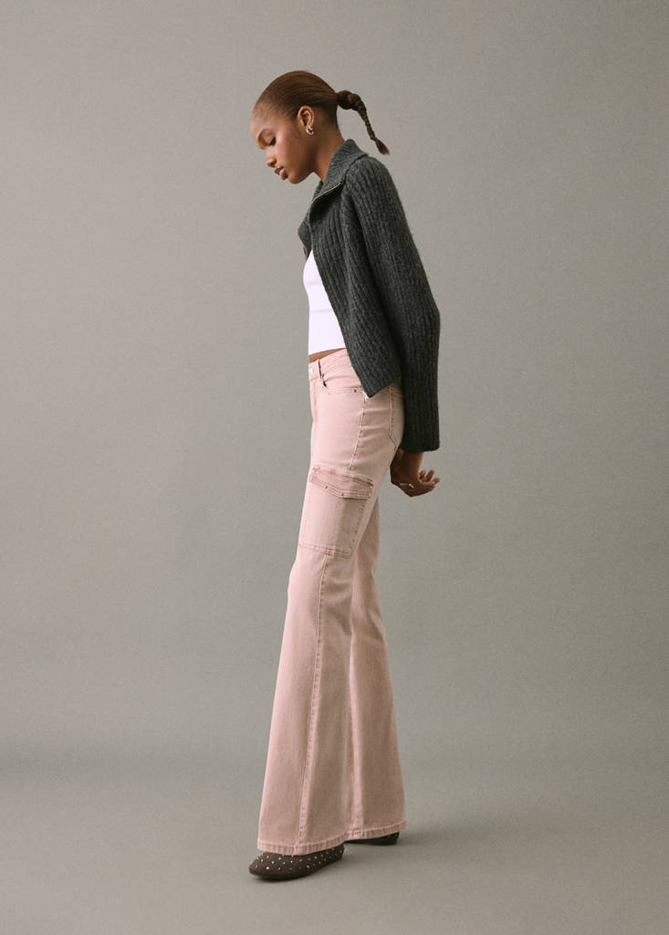 Studded skinny cargo jeans — Pastel Pink