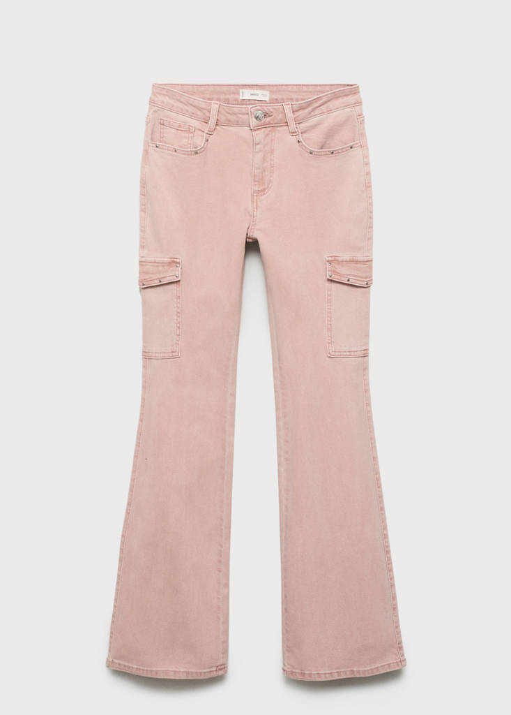 Studded skinny cargo jeans — Pastel Pink