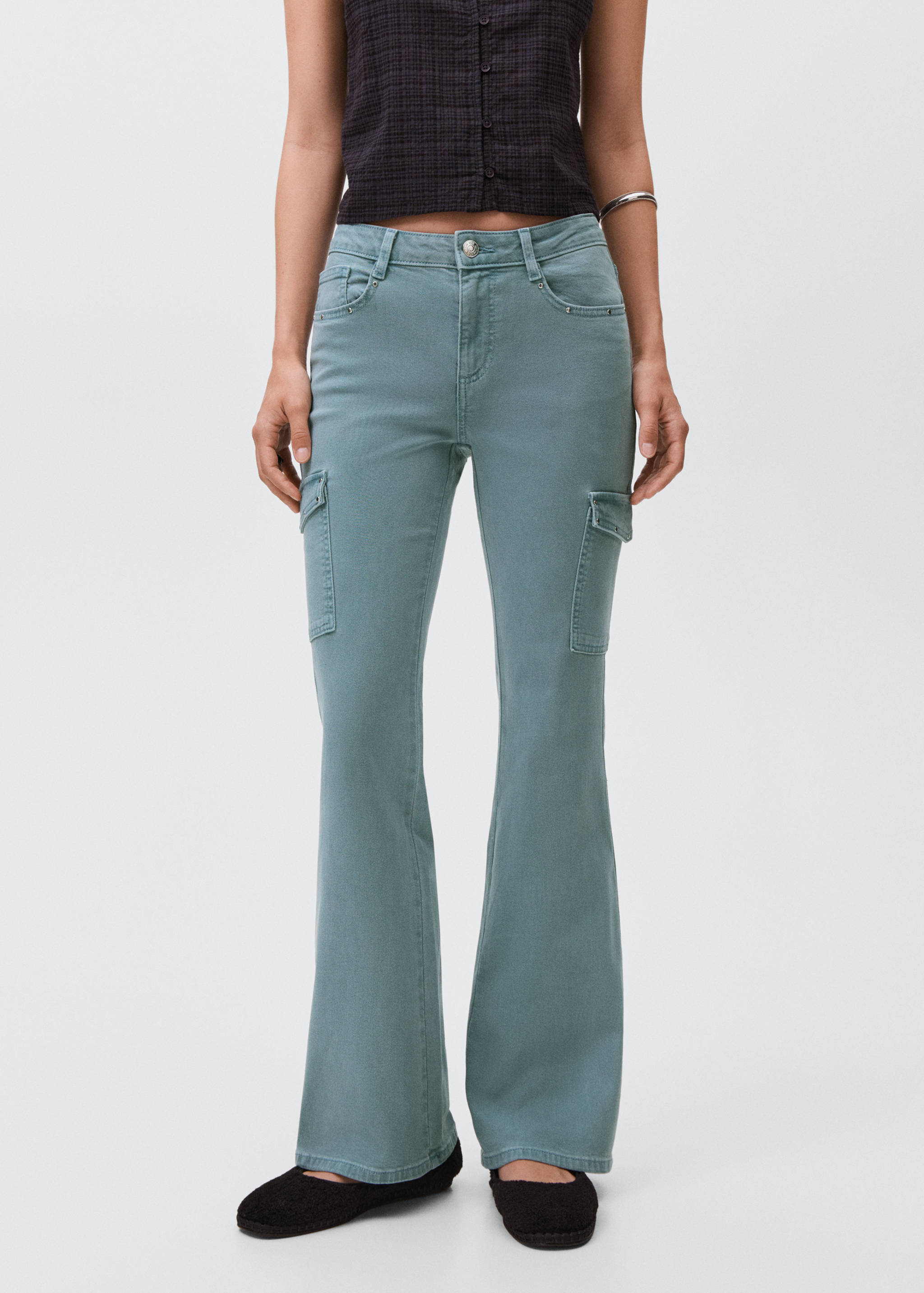 Flared cargo jeans - Medium plane