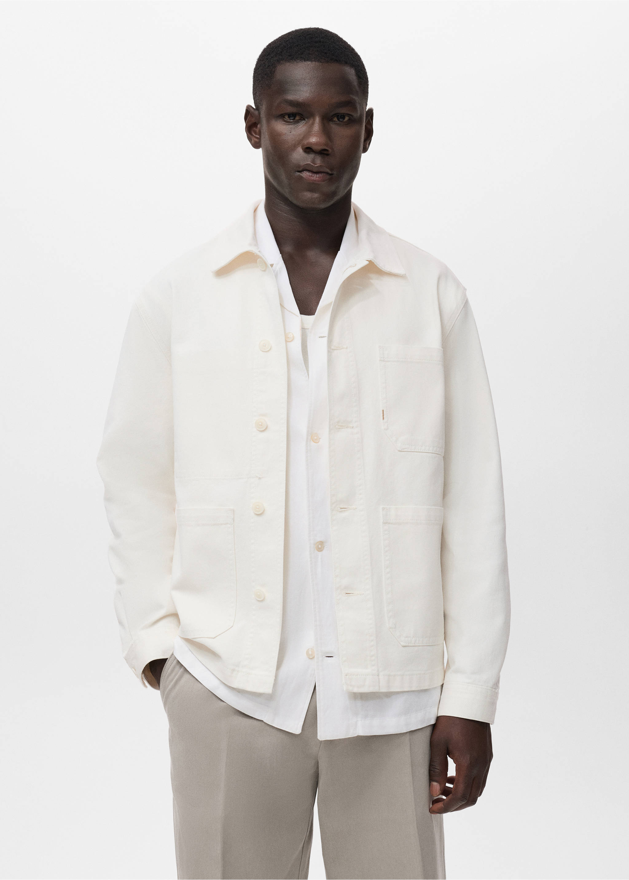 100%纯棉牛仔布夹克 - null, 灰白. Ref: 17054416-00.