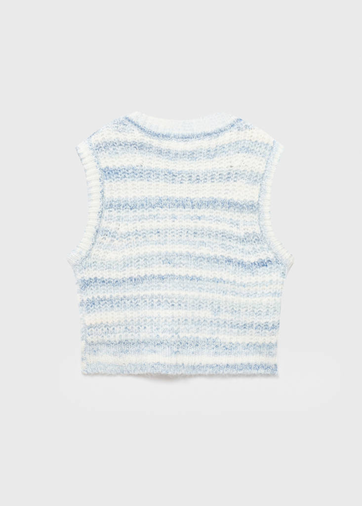Striped knitted gilet — Sky Blue