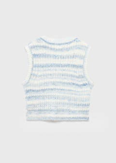 Striped knitted gilet — Sky Blue 4