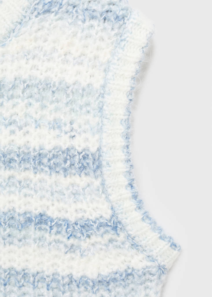 Striped knitted gilet — Sky Blue