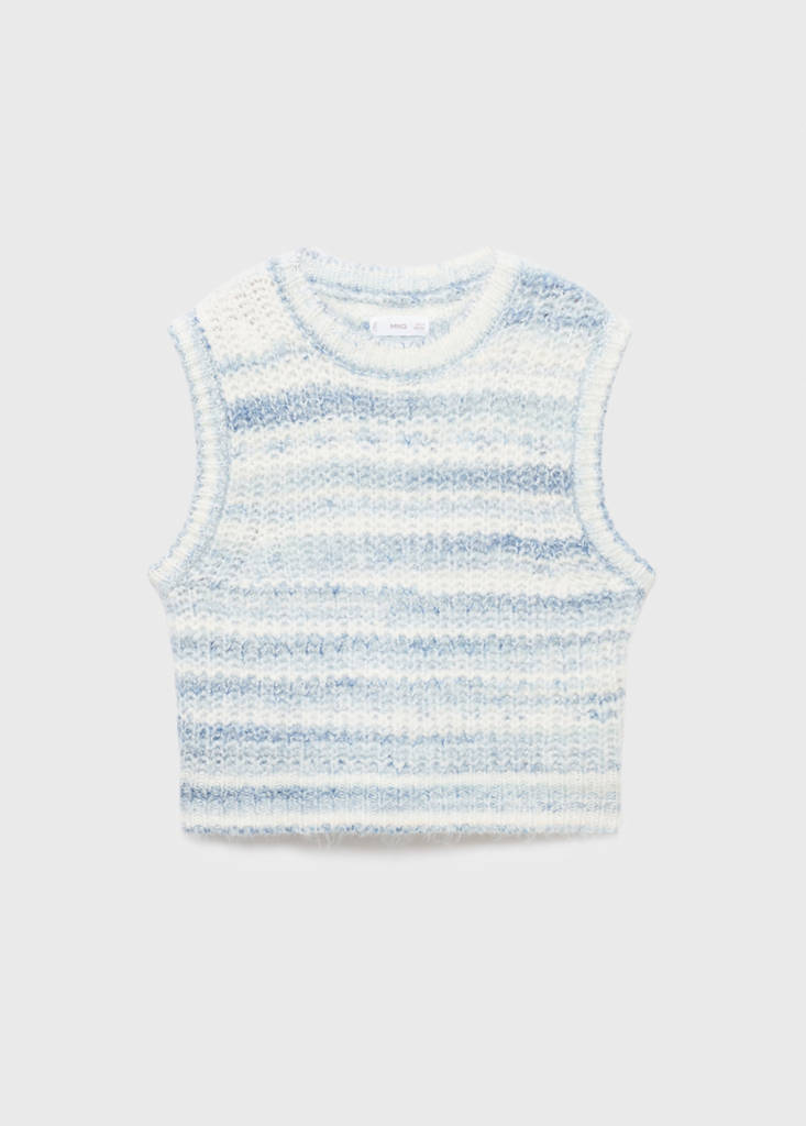 Striped knitted gilet — Sky Blue