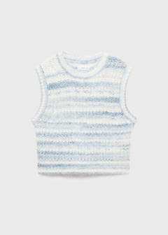 Striped knitted gilet — Sky Blue 2