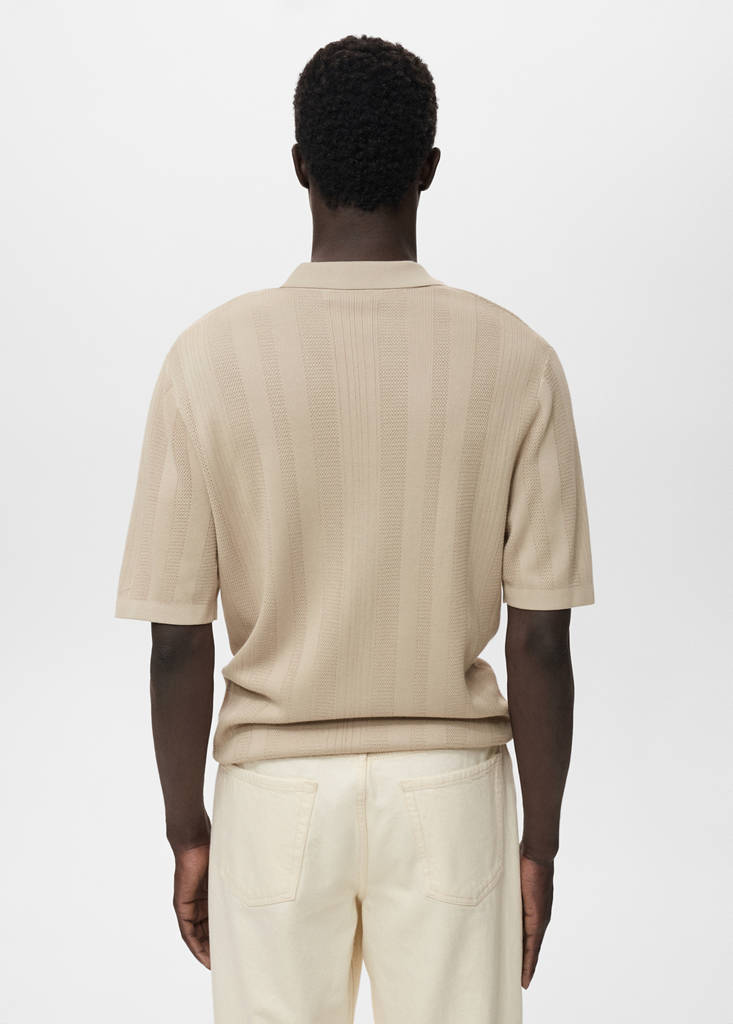 Ribbed knit polo shirt — Light/Pastel Grey