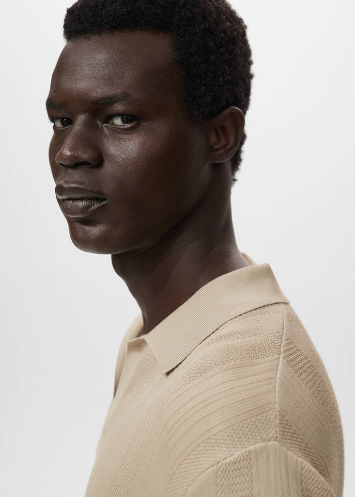 Ribbed knit polo shirt — Light/Pastel Grey