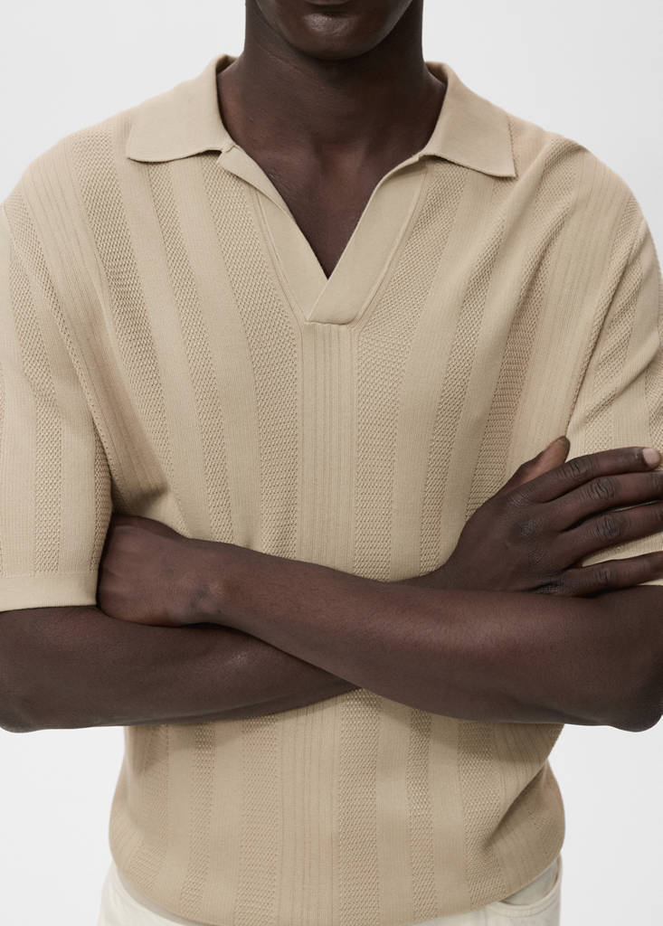 Ribbed knit polo shirt — Light/Pastel Grey
