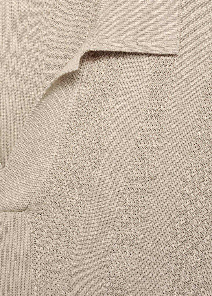 Ribbed knit polo shirt — Light/Pastel Grey