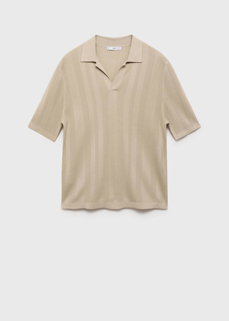 Ribbed knit polo shirt — Light/Pastel Grey
