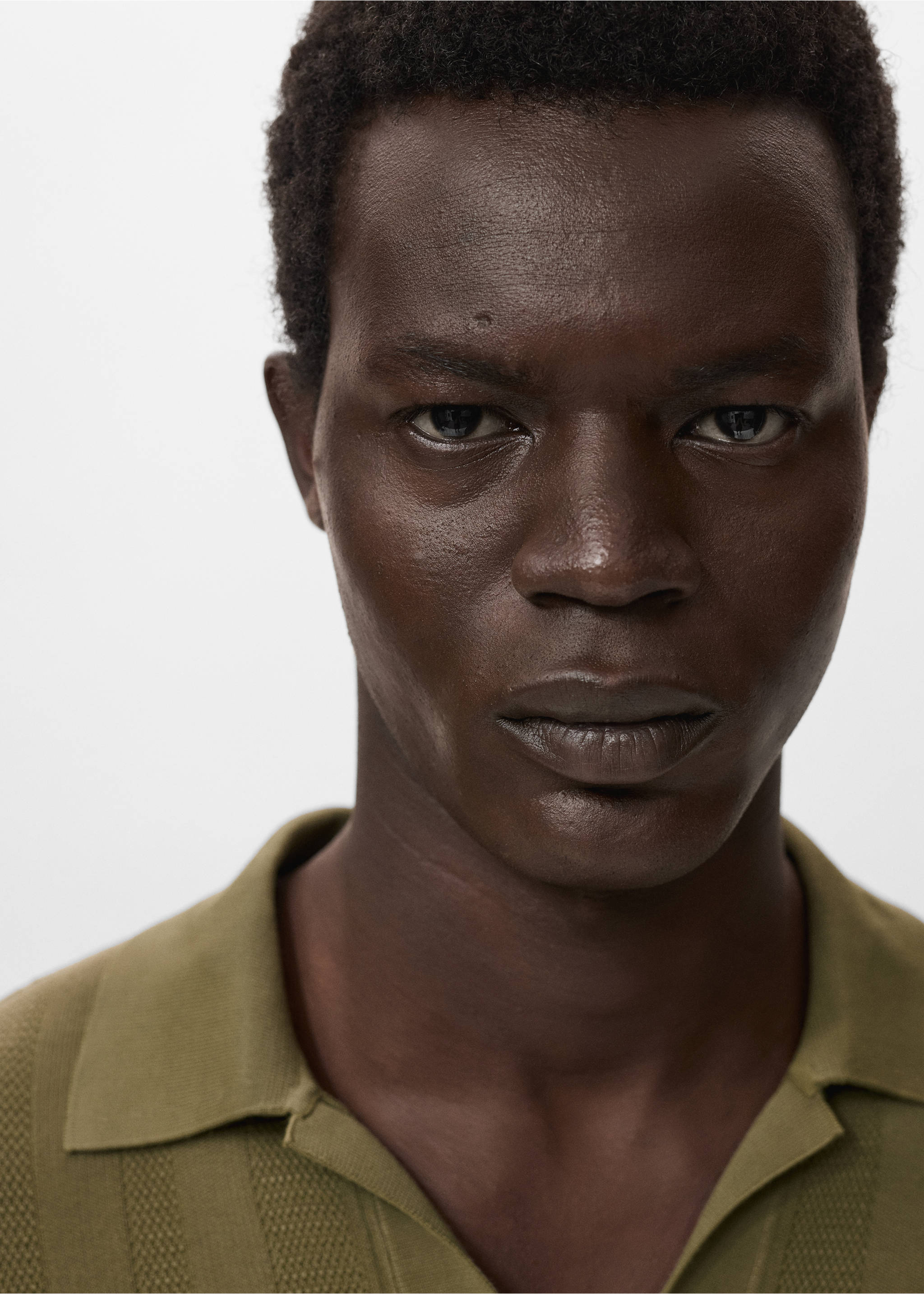 Polo maille côtelée - Détail de l'article 1, Kaki. Ref: 17054424-00.