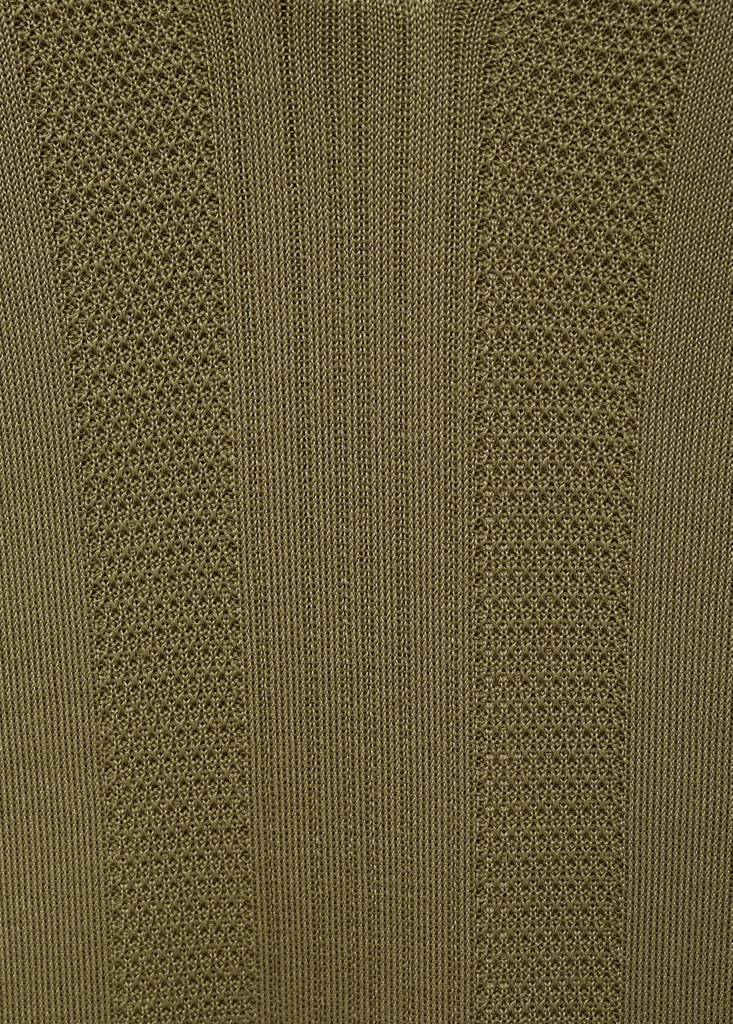Ribbed knit polo shirt — Khaki
