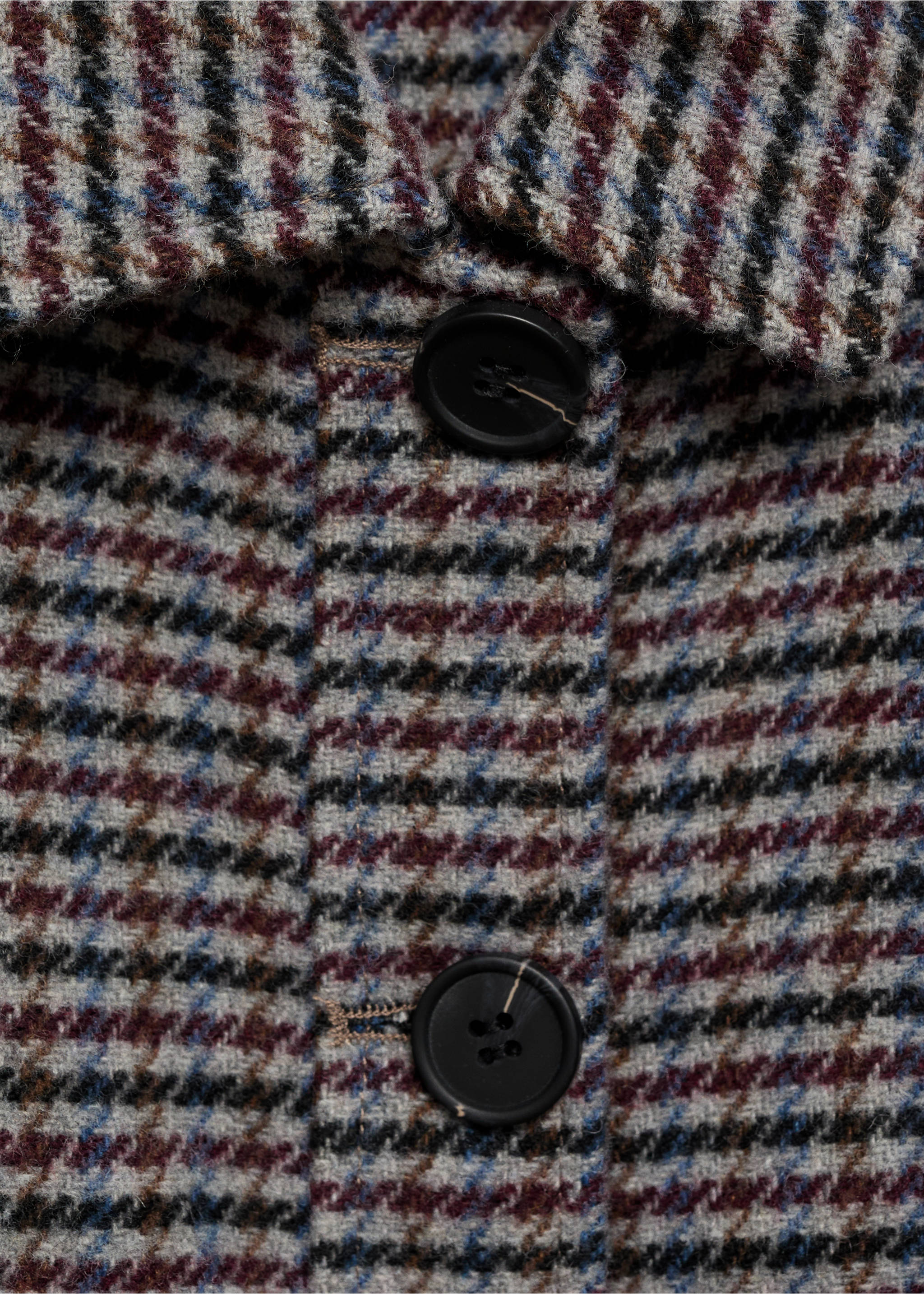 花呢羊毛混纺大衣 - null, 酒红色. Ref: 17054427-00.