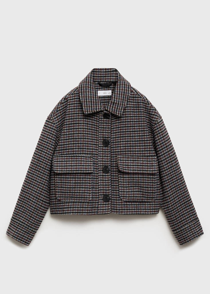 Tweed wool coat — Wine
