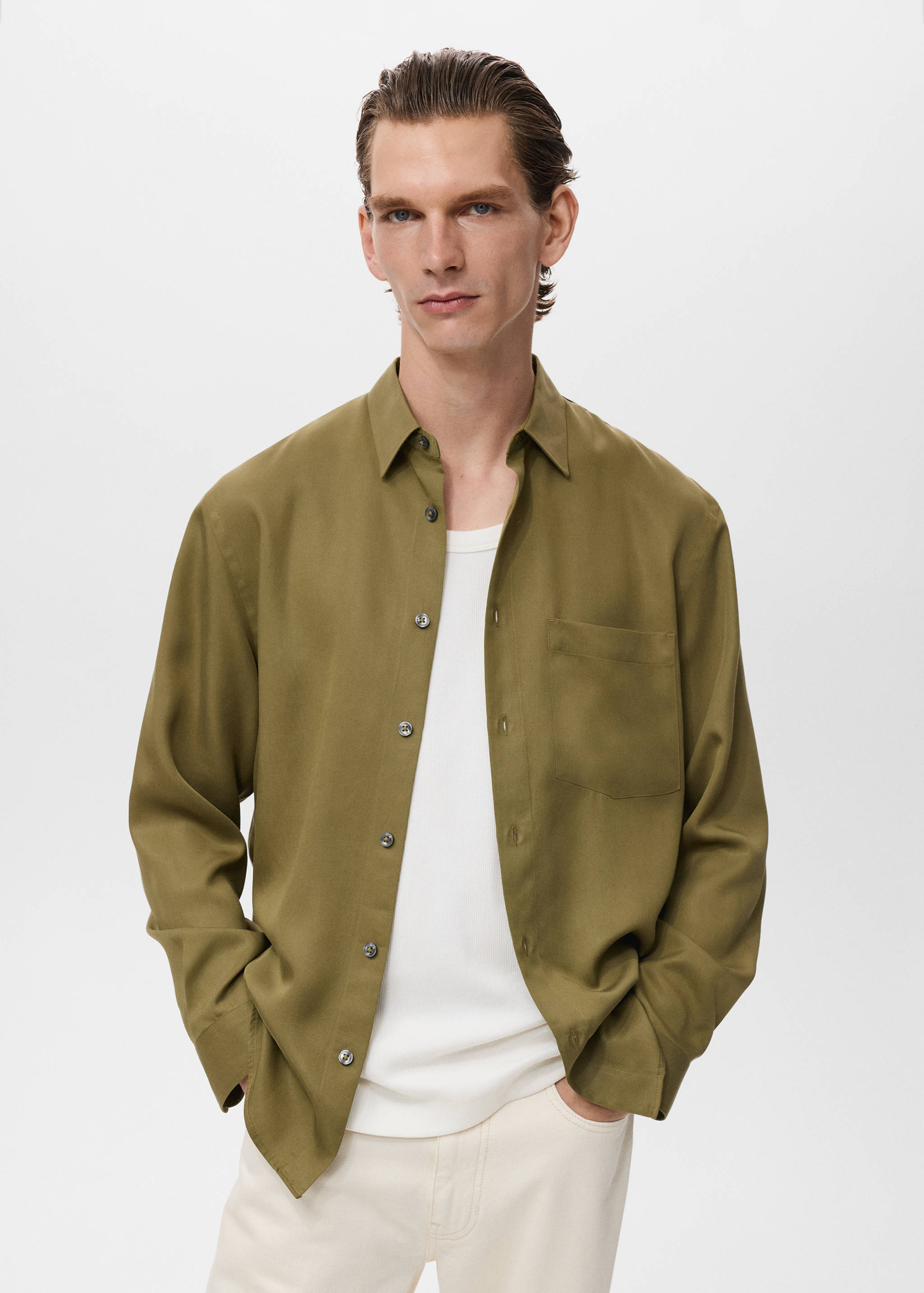 100% lyocell shirt with pocket - Medium plane