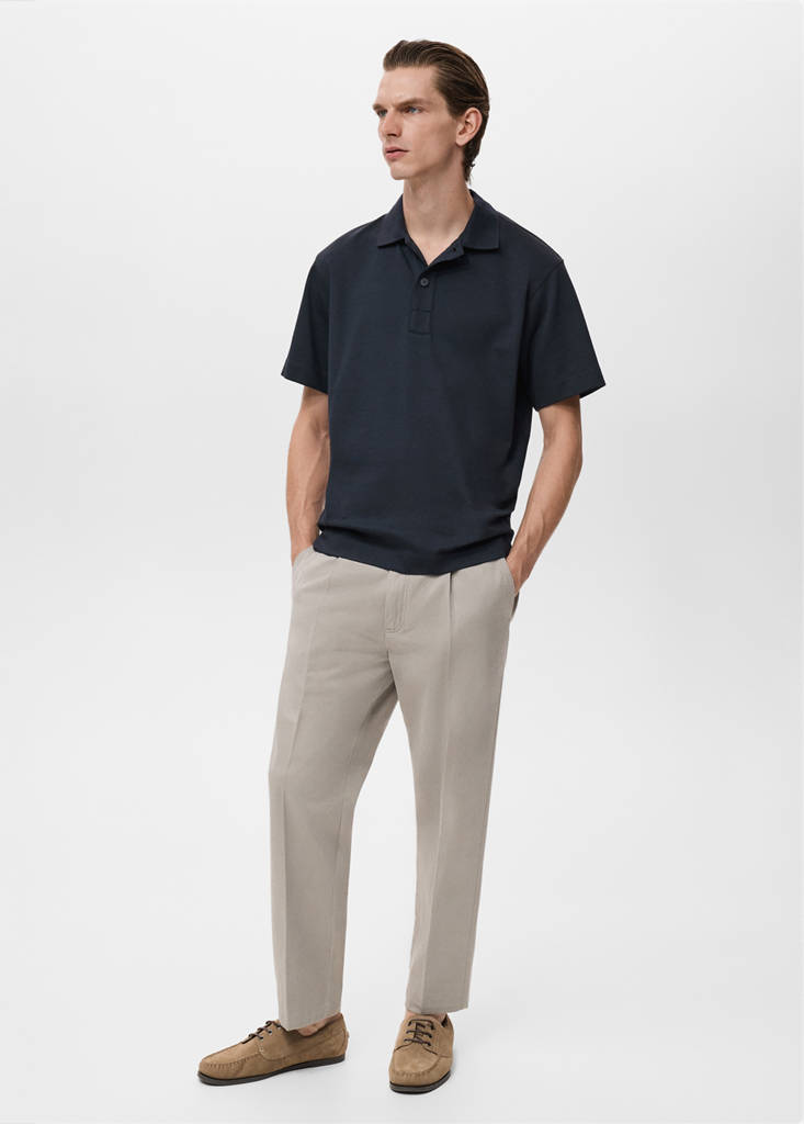 Relaxed-fit cotton polo — Navy