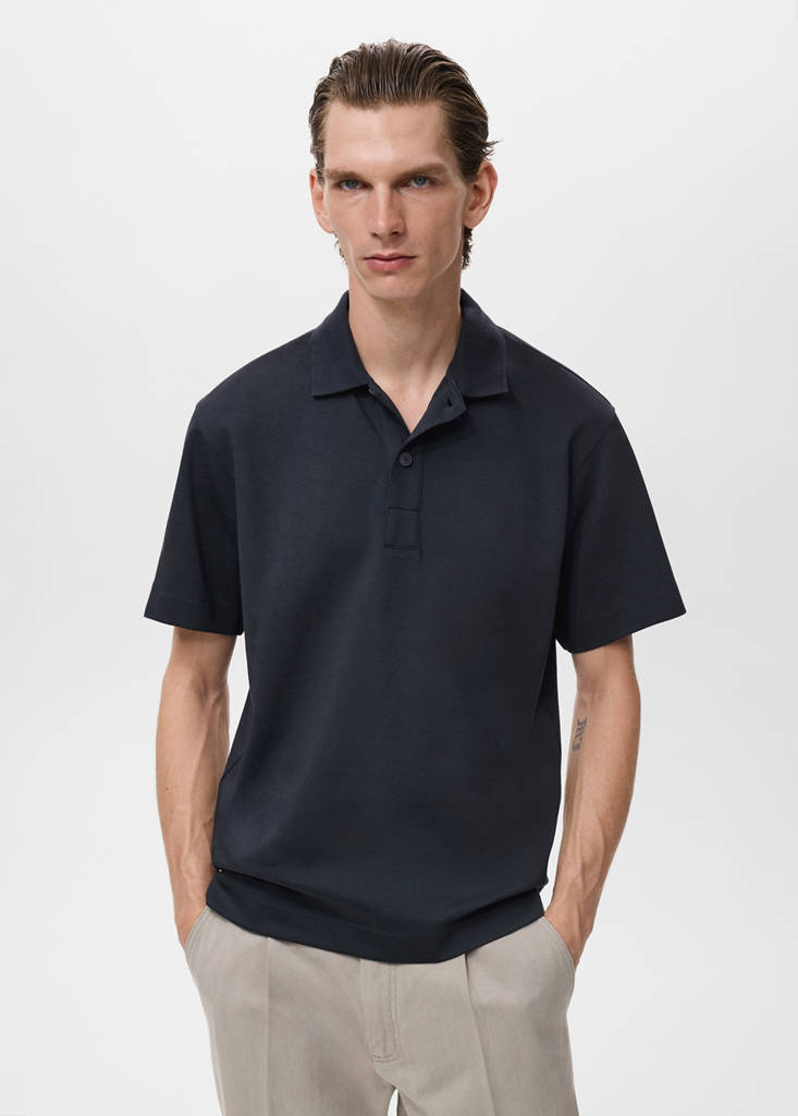 Relaxed-fit cotton polo — Navy