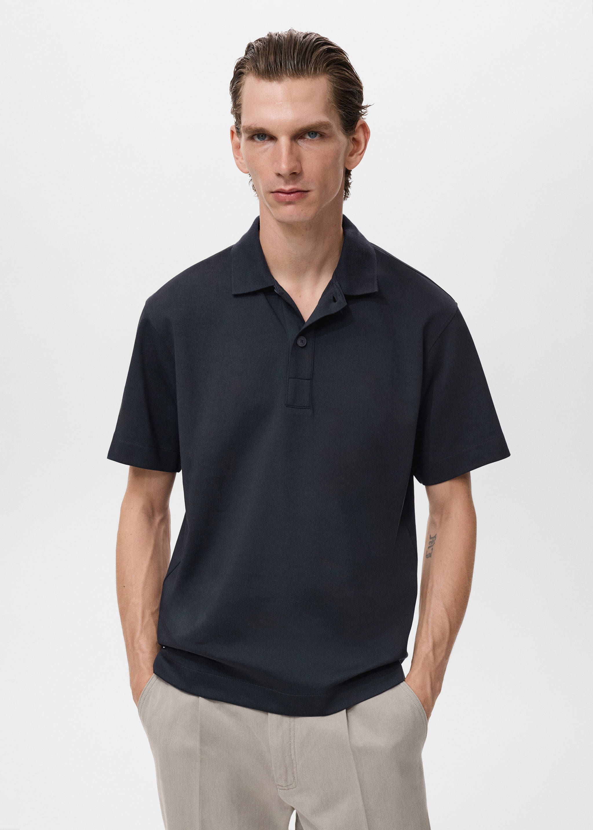 Relaxed-fit cotton polo - Medium plane