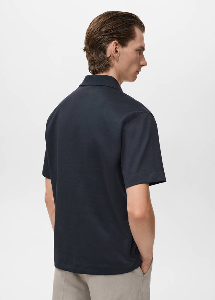 Relaxed-fit cotton polo — Navy