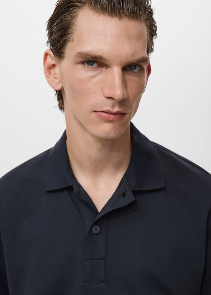 Relaxed-fit cotton polo — Navy