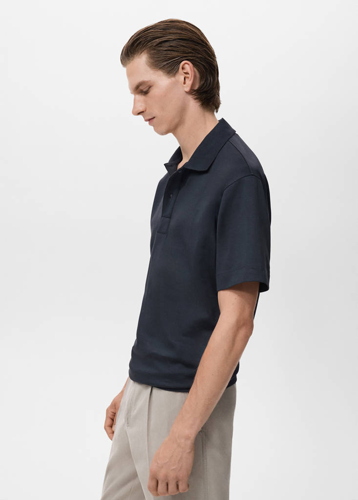 Relaxed-fit cotton polo — Navy