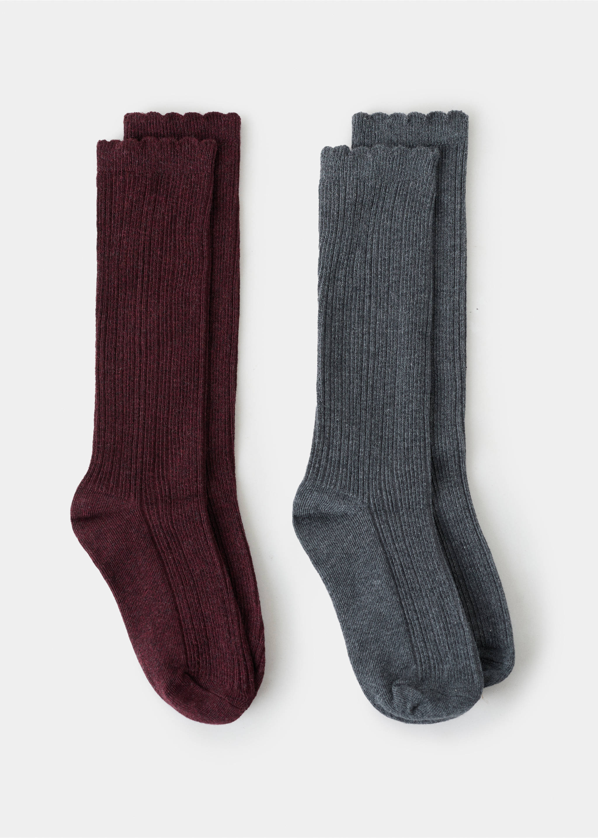 Pack 2 paires de chaussettes côtelées - Article sans modèle, Bordeaux. Ref: 17054433-00.