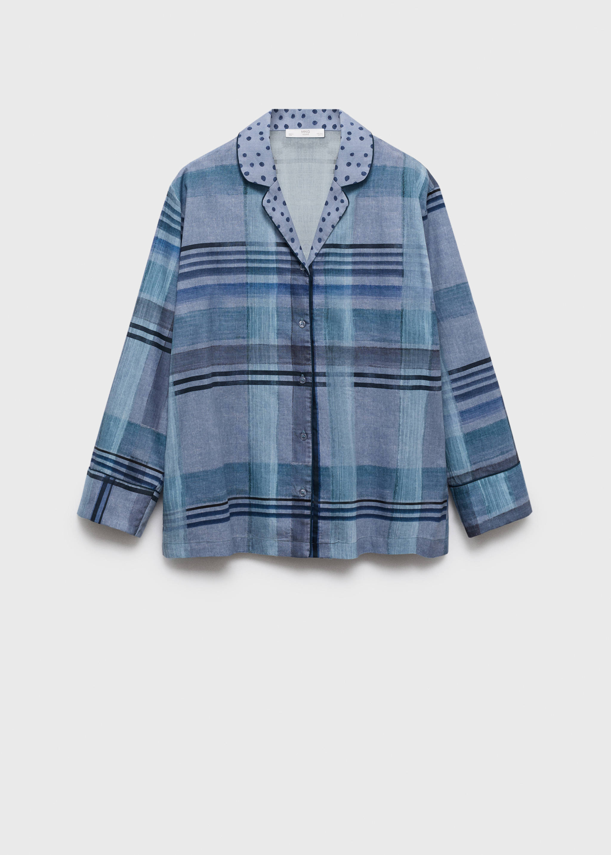 Printed pyjama shirt with piping - Article without model