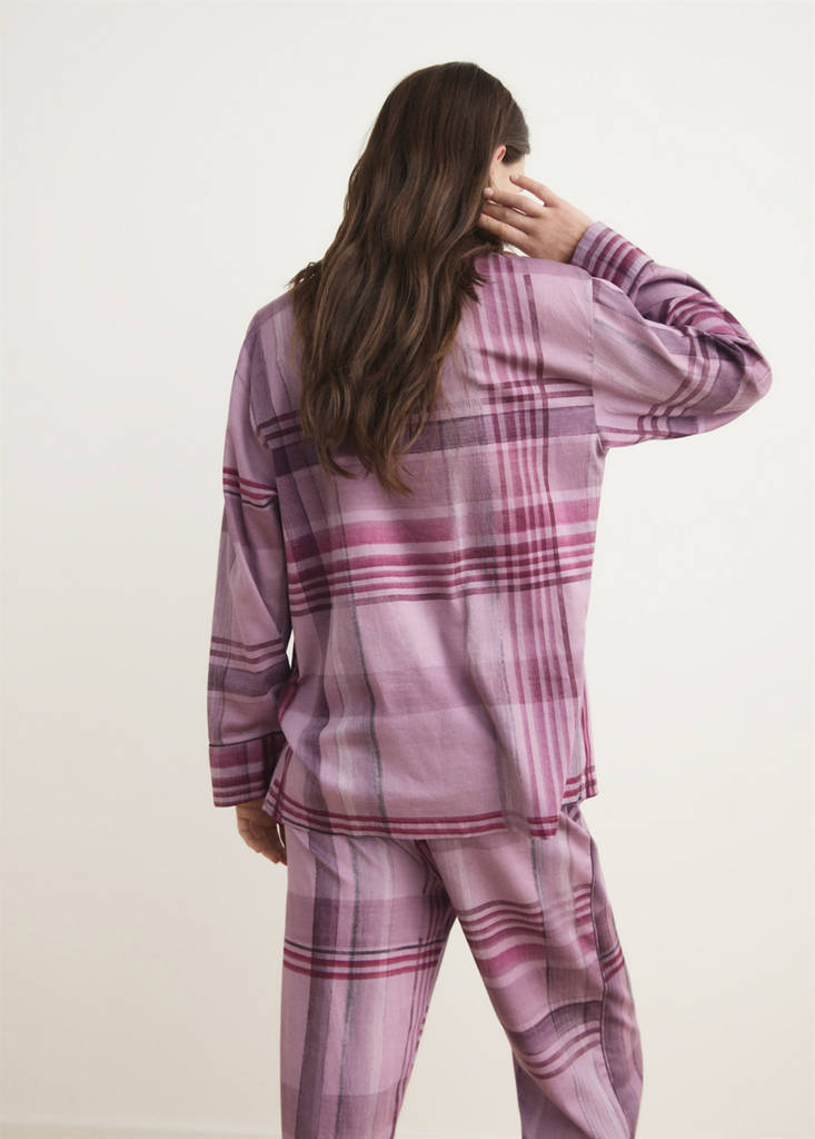 Printed pyjama shirt with piping — Plum