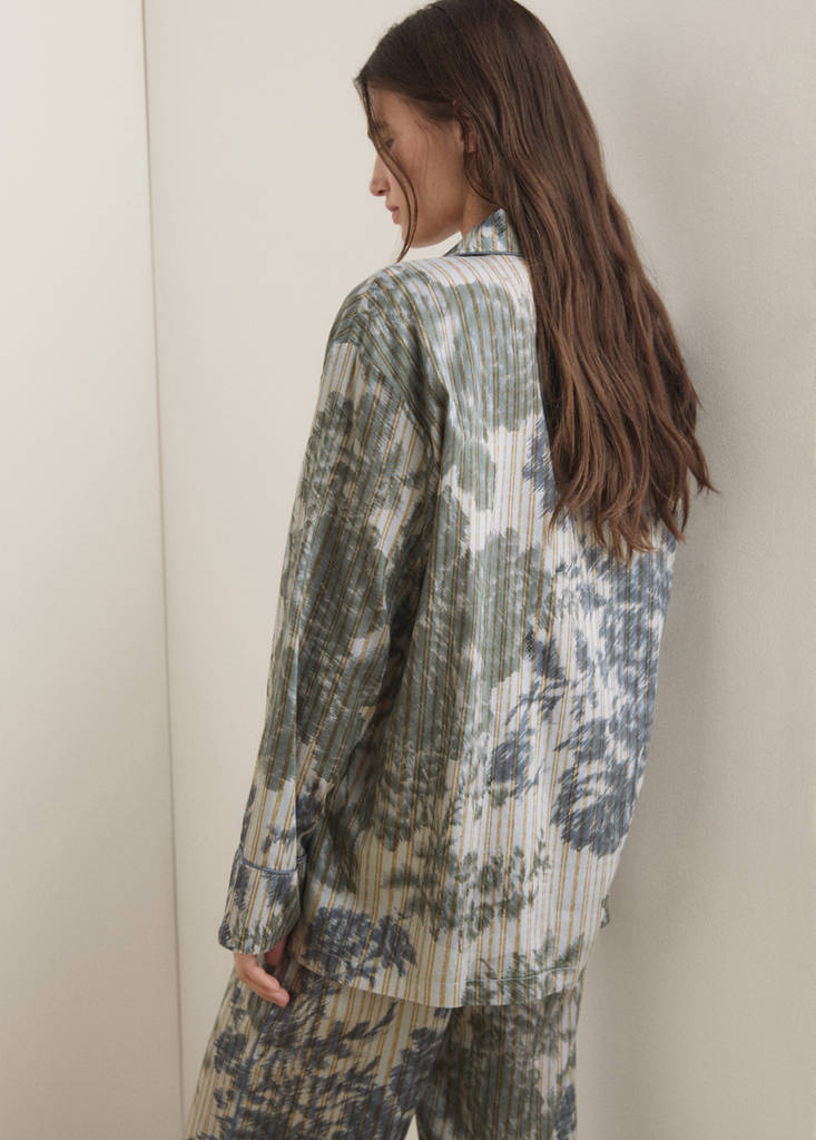Pyjama shirt with blurred print — Green