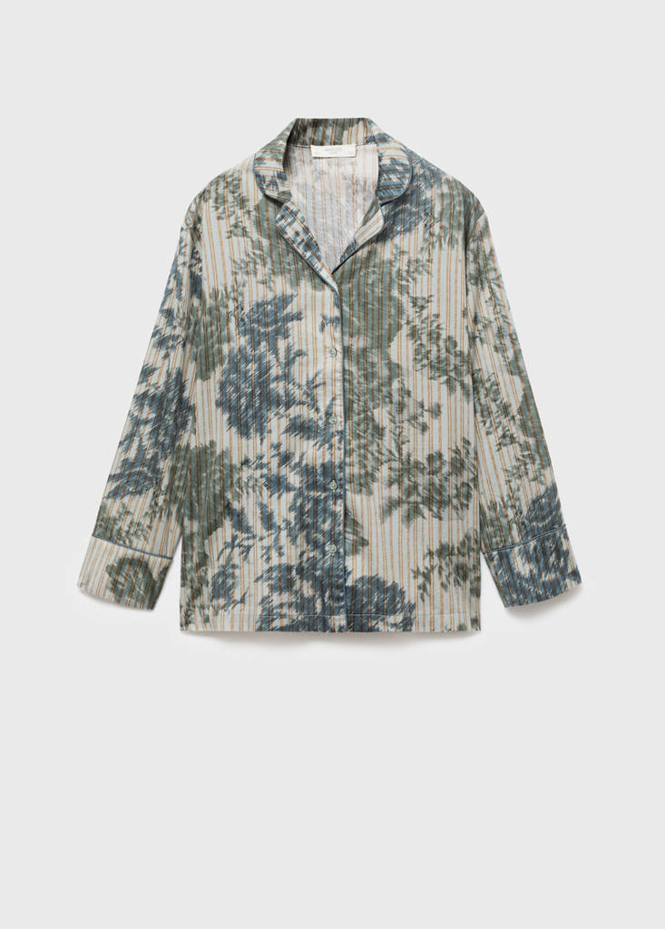 Pyjama shirt with blurred print — Green