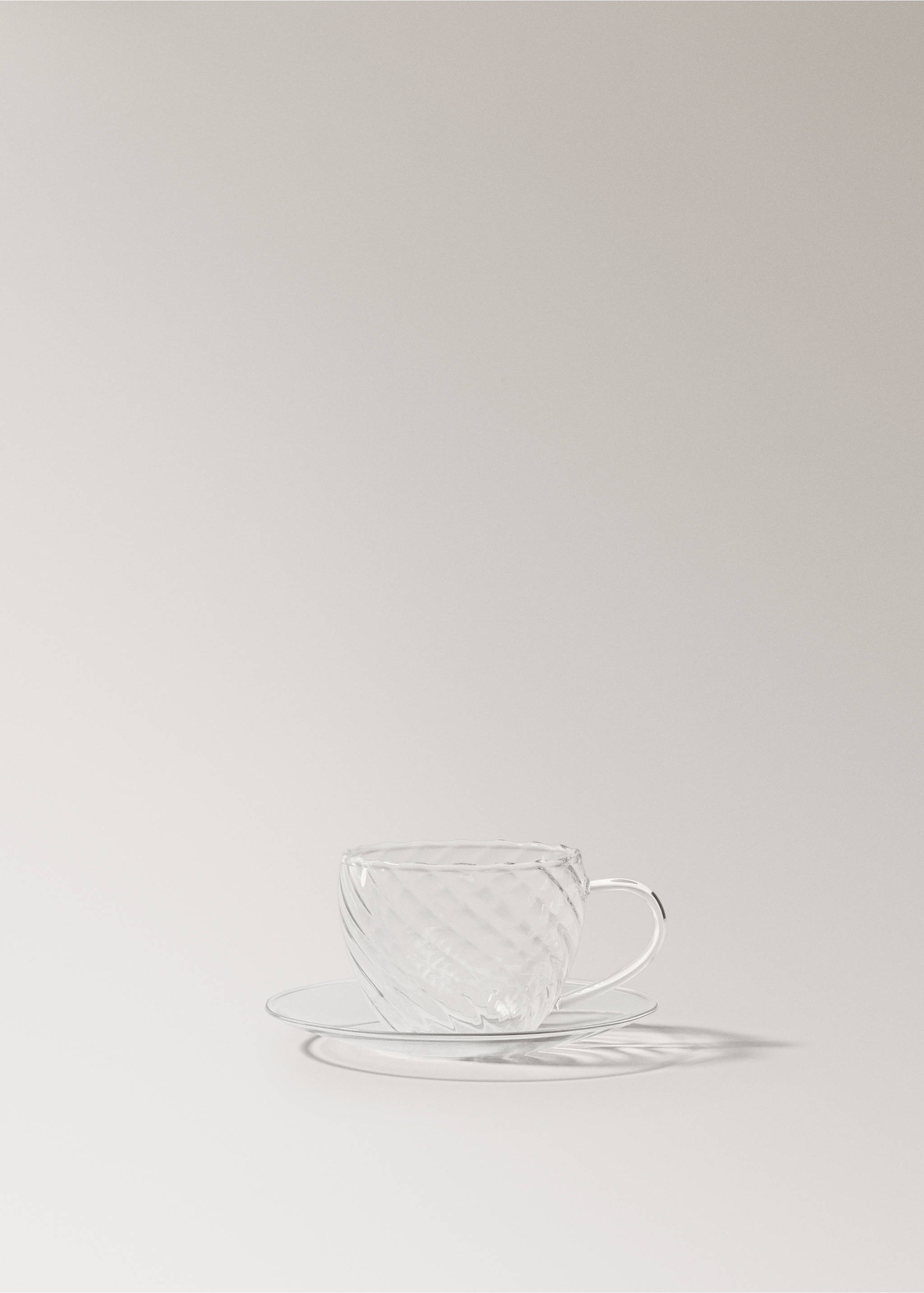 Espressotasse mit Untertasse aus Borosilikatglas mit Relief - Artikel ohne Model, Cremeweiß. Ref: 17054441-00.