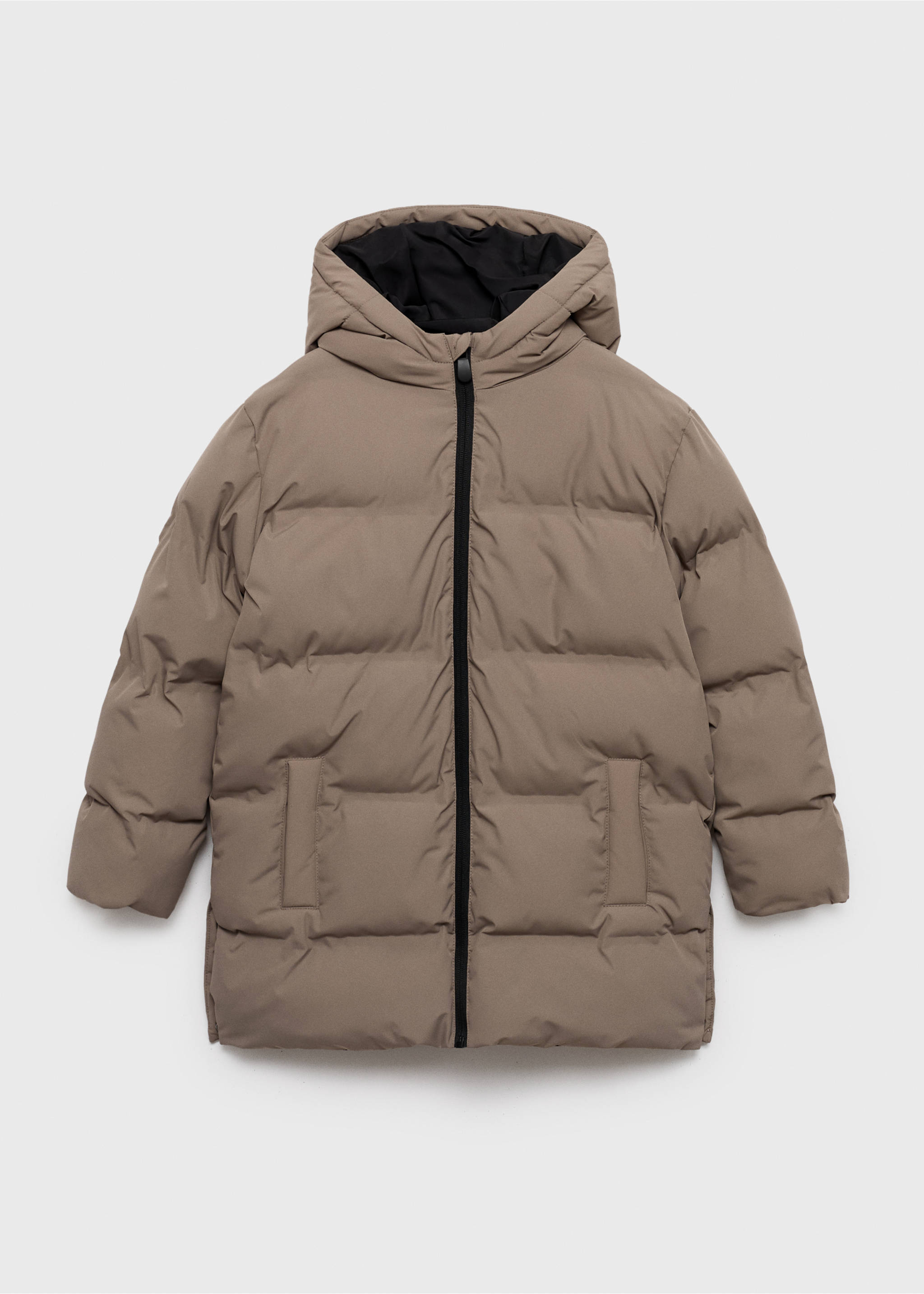 Long padded anorak with hood - Article without model, Medium Brown. Ref: 17054773-00.