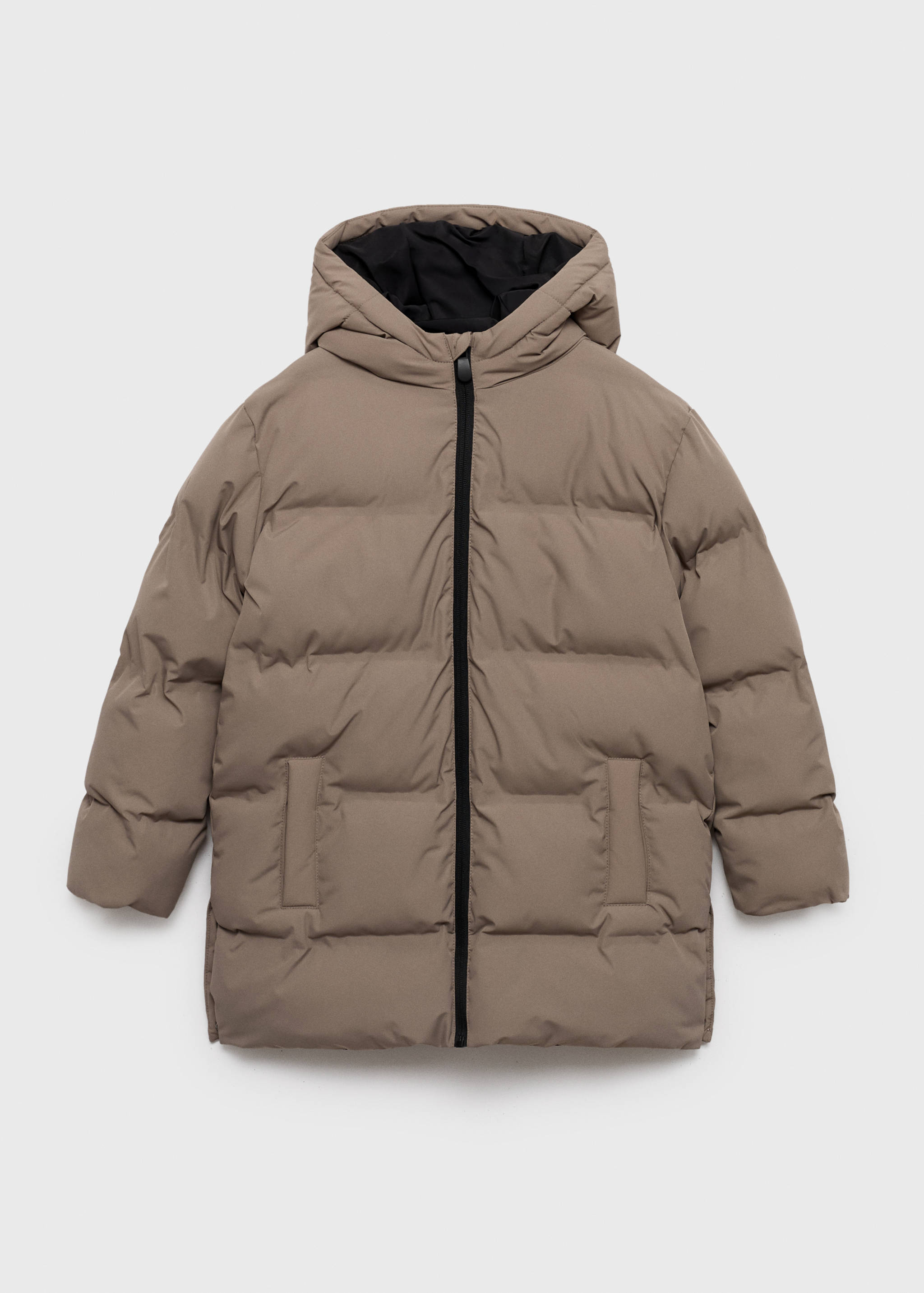 Long padded anorak with hood - Article without model