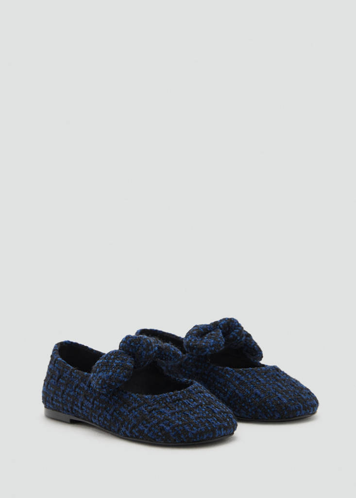 Tweed ballet flats with bow — Black