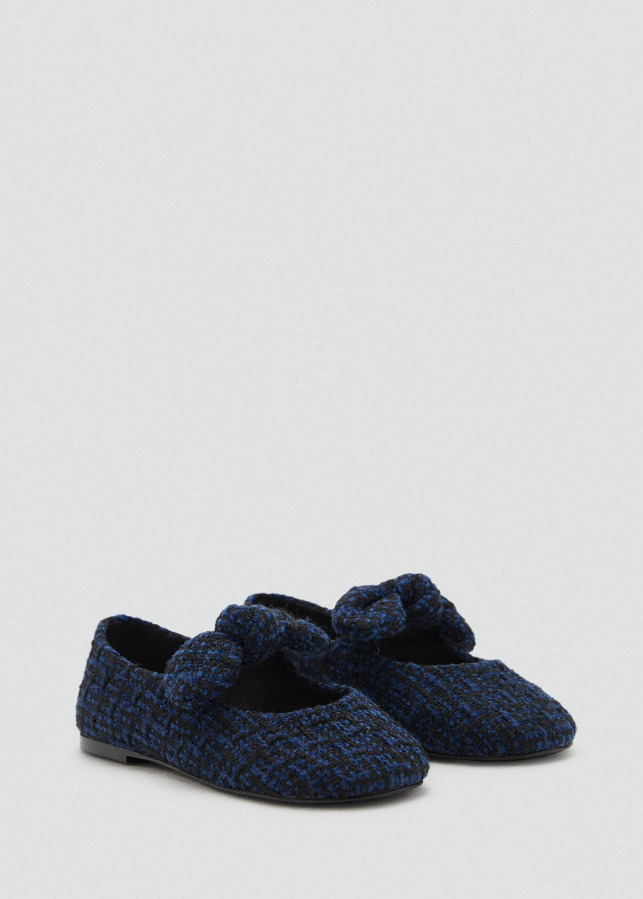 Tweed-Ballerinas mit Schleife - Mittlere Ansicht