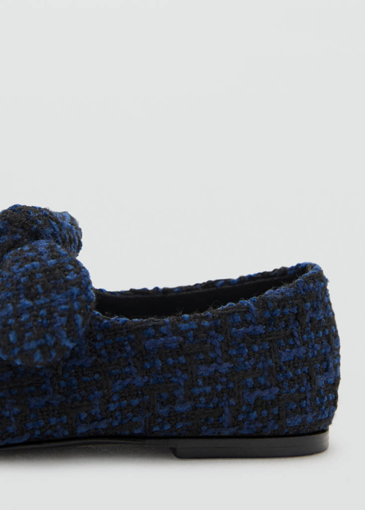 Tweed ballet flats with bow — Black