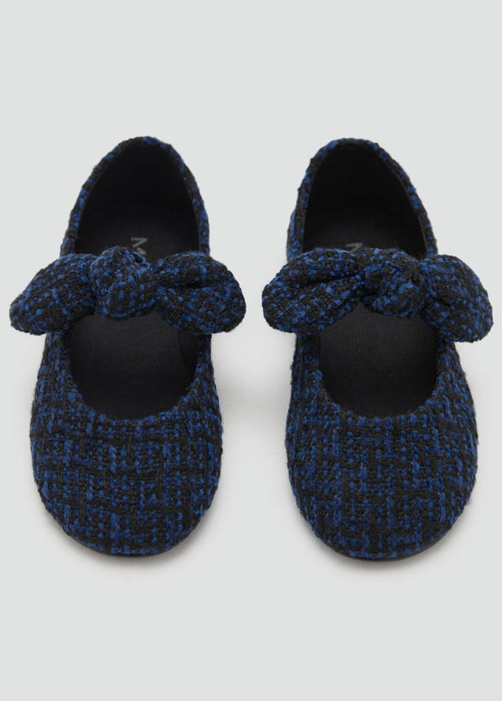 Tweed ballet flats with bow — Black