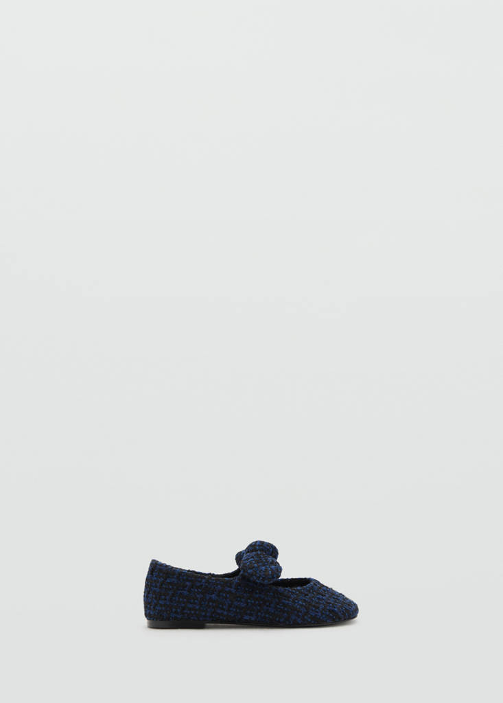 Tweed ballet flats with bow — Black