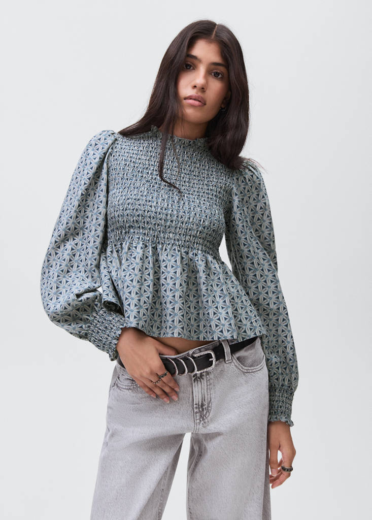 Floral print blouse — Grey