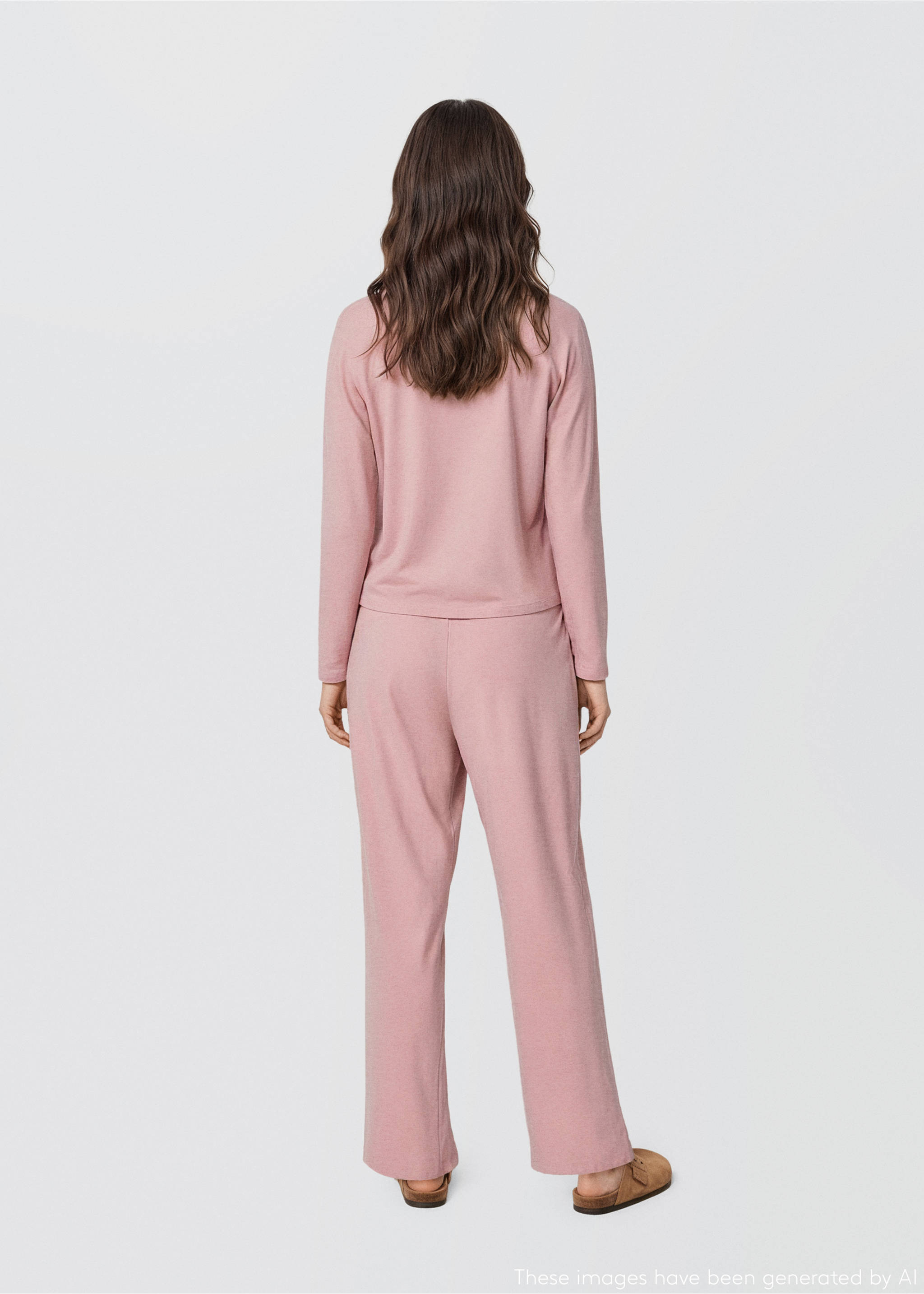 Комплект длинная пижама - Обратная сторона изделия, Пастельно-розовый. Ref: 17054776-00.